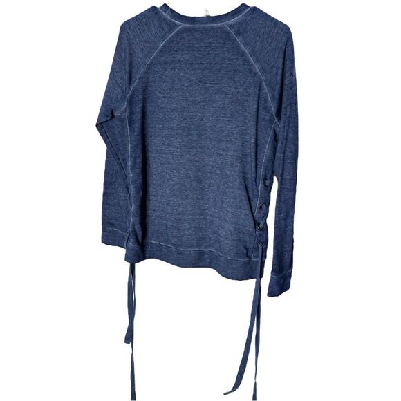 Ana sweatshirt tie up the side with grommets  blue women’s size M - Picture 2 of 9